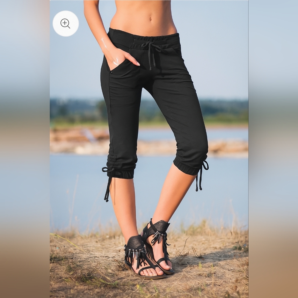 Nomads Hemp Wear Black Persian Capris S/P Boho Festival Hippie